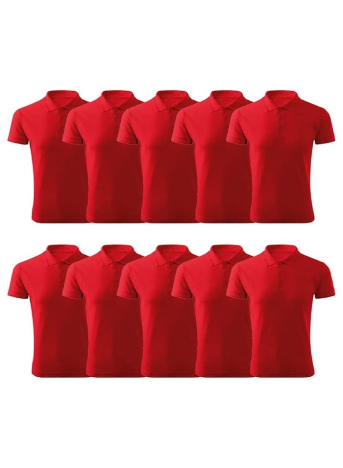 PRINTSHOP4ME Pack of 10 Pcs Men's Regular-Fit Golf Polo T-shirt Pure Cotton Short Sleeve 220 GSM Basic Colors  - Image 1