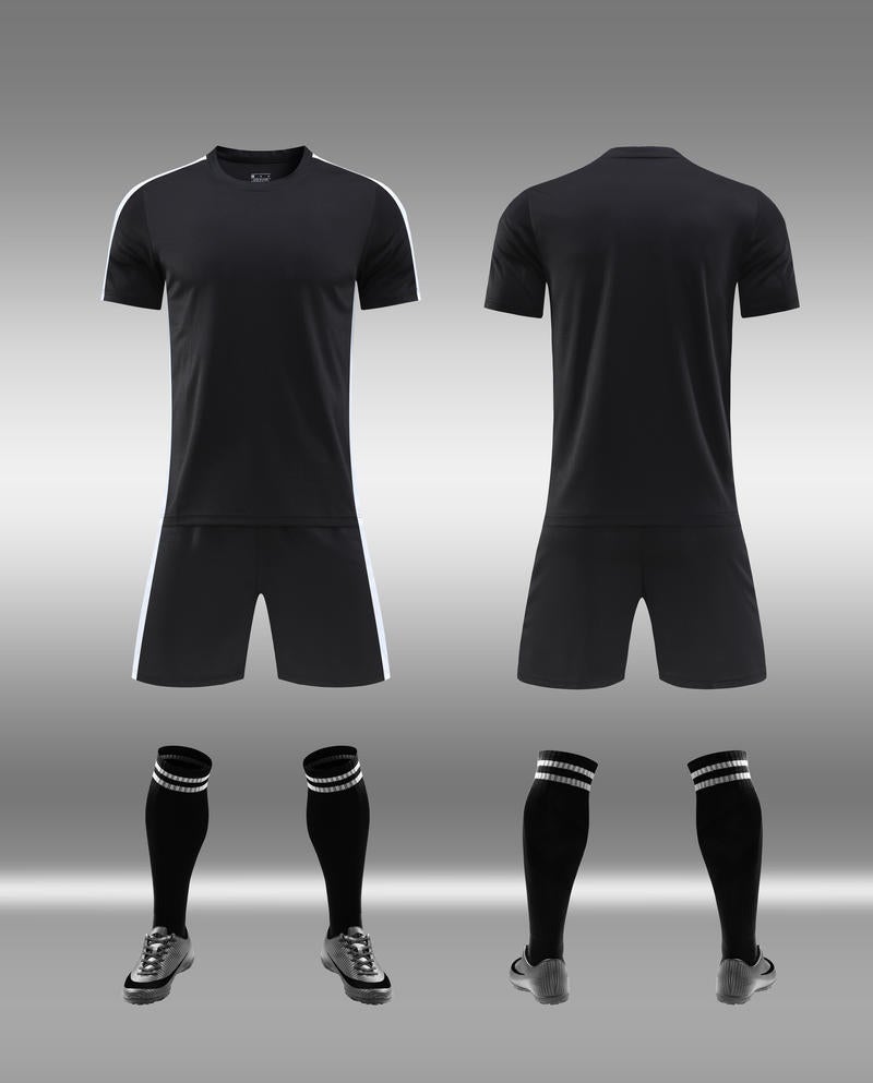 Generic New Professional Football Jersey Adult Short Sleeves Breathable Summer Training Competition Team Uniform Sportswear Black 