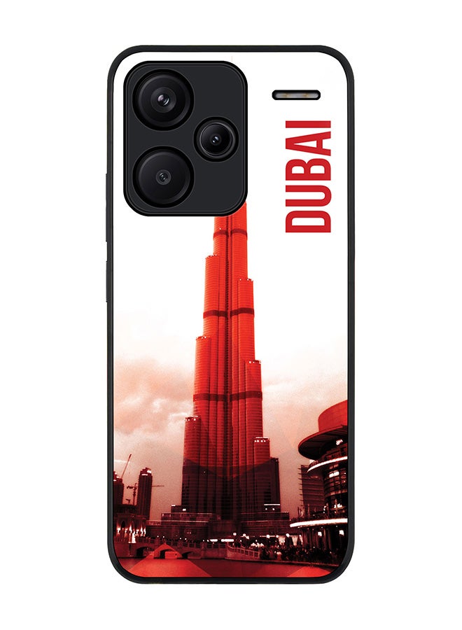 Stylizedd Rugged Black Edge Case for Xiaomi Redmi Note 13 Pro Plus, Slim fit Flexible Anti Drop Thin Cover-  Dubai - The Burj - Image 1