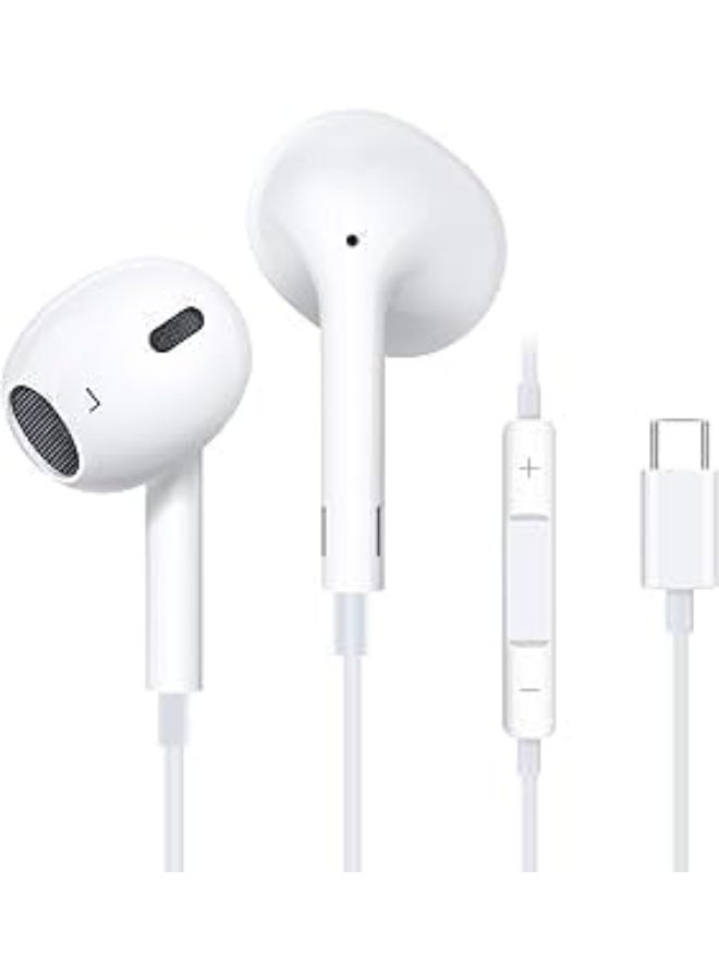 سماعات داخل الأذن بمنفذ تايب سى ، سماعات أذن من النوع C مع ميكروفون وتحكم في مستوى الصوت، سماعات راس USB من النوع C لتقليل الضوضاء ستيريو هاي فاي متوافقة مع الهاتف الذكي - Image 1