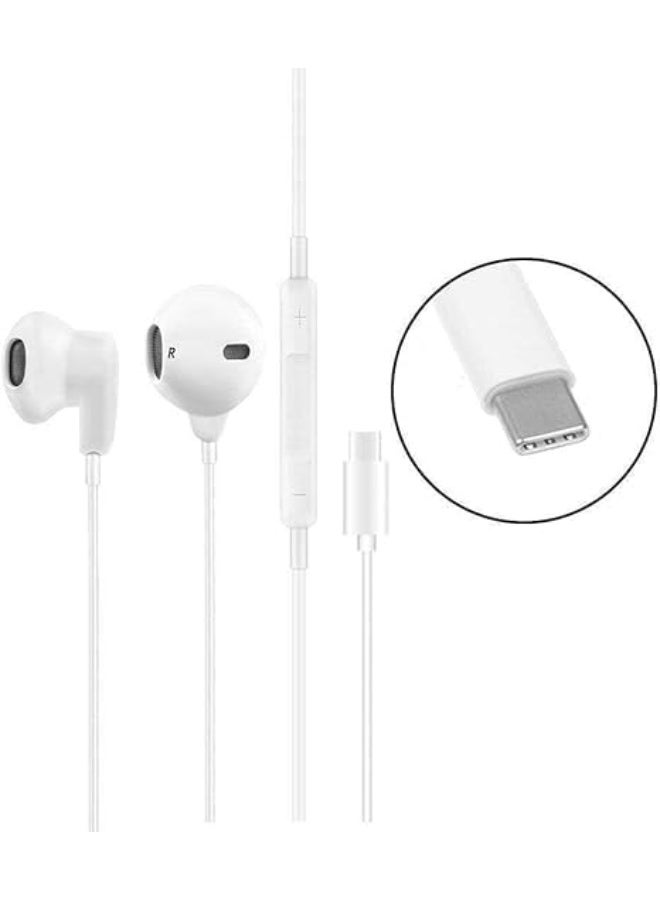 سماعات داخل الأذن بمنفذ تايب سى ، سماعات أذن من النوع C مع ميكروفون وتحكم في مستوى الصوت، سماعات راس USB من النوع C لتقليل الضوضاء ستيريو هاي فاي متوافقة مع الهاتف الذكي - Image 2