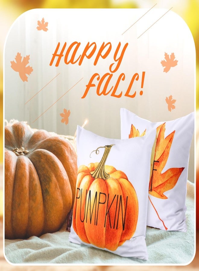 Yexiya 9 Pcs Fall Thanksgiving Pillow Covers 18 x 18 Inch Hello Pumpkin Harvest Maple Throw Fall Pillow Covers Autumn Cushion Cover Orange Stripes Pillow Cases for Sofa Couch Home Decoration - Image 4