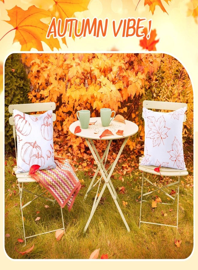 Yexiya 9 Pcs Fall Thanksgiving Pillow Covers 18 x 18 Inch Hello Pumpkin Harvest Maple Throw Fall Pillow Covers Autumn Cushion Cover Orange Stripes Pillow Cases for Sofa Couch Home Decoration - Image 5