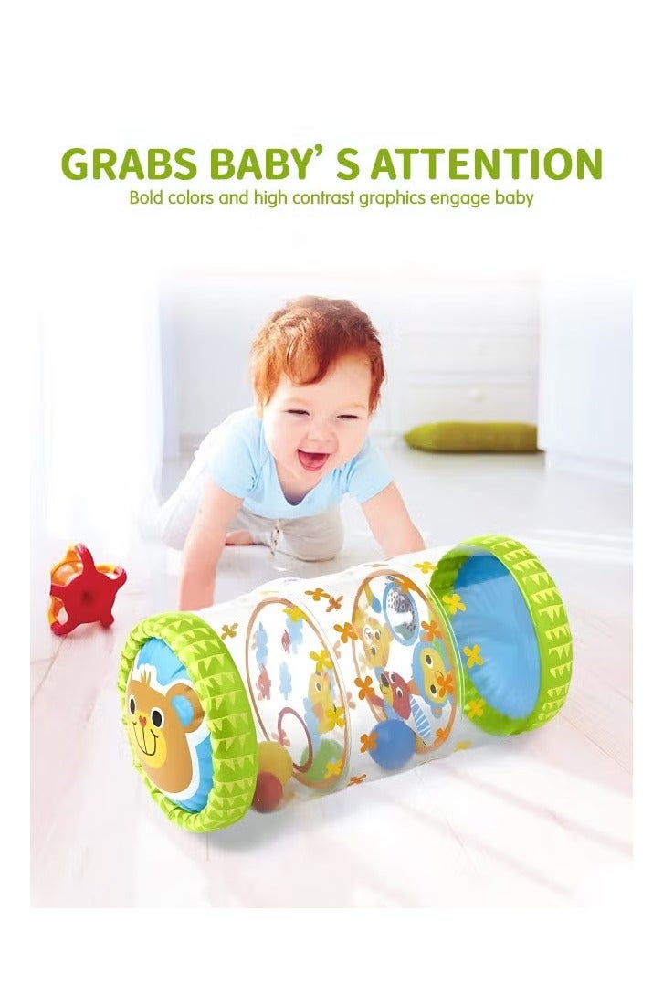 Safe Inflatable Baby Roller Toy, PVC Early Development Crawling Roller with Ball and Bell for Babies 3 Months to 3 Years Old - Image 3