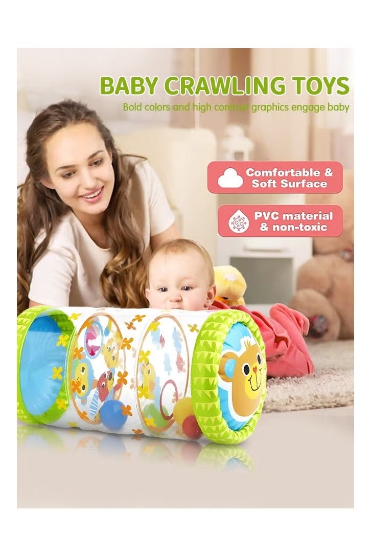 Safe Inflatable Baby Roller Toy, PVC Early Development Crawling Roller with Ball and Bell for Babies 3 Months to 3 Years Old - Image 4