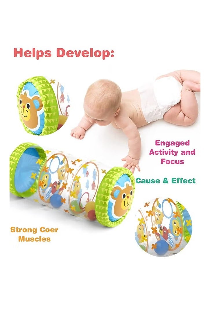 Safe Inflatable Baby Roller Toy, PVC Early Development Crawling Roller with Ball and Bell for Babies 3 Months to 3 Years Old - Image 1