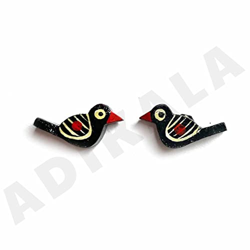 Adikala Wooden Birds Beads for Toran Or Hangings, Beading Jewellery, Making & Art and Crafts Work Color-Multicolor 1.INCH_(Set of 25) - Image 1