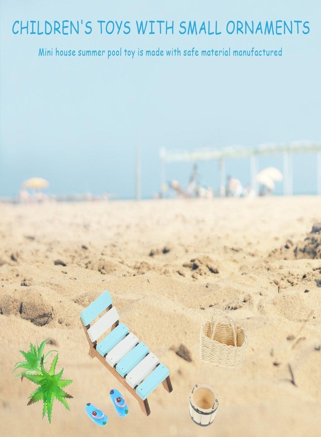 Vaguelly Beach Style Miniature Ornament Kits 1:12 Dollhouse Beach Chair Basket Bucket Seaside Accessories Statues for DIY Fairy Garden Dollhouse Cake Plant Decoration - Image 2