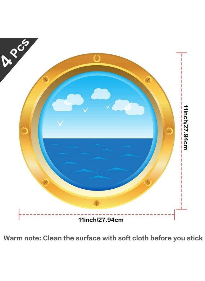 Outus Cruise Ship Porthole Stickers Cruise Decorations Nautical Stickers For Wall Window Door Room Birthday Carnival Cruise Nautical Party Decorations (4Pieces)  - Image 4