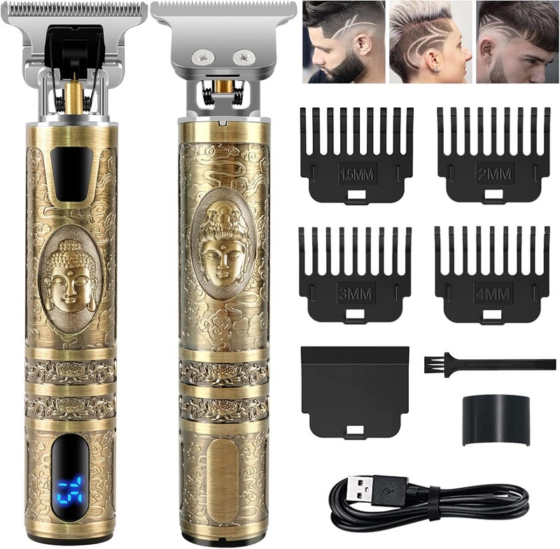 Mens Hair Clippers CKCLR Professional Hair Clipper Waterproof IPX7 Electric Hair Shaver LCD Display Hair Trimmer Cordless Beard Trimmer Baldheaded Hair Cutting Kit Bronze