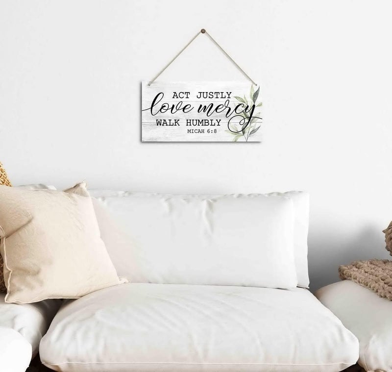 HiLus Act justly, love mercy,walk humbly Micah, 6:8. Gift For Christian Gifts - Religious Gifts -Faith Wall Decor Sign, Farmhouse Christian Wall Sign, Farmhouse Bedroom Decor Sign. - Image 4