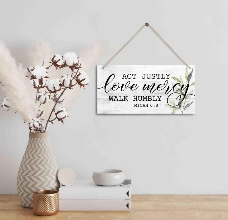 HiLus Act justly, love mercy,walk humbly Micah, 6:8. Gift For Christian Gifts - Religious Gifts -Faith Wall Decor Sign, Farmhouse Christian Wall Sign, Farmhouse Bedroom Decor Sign. - Image 2