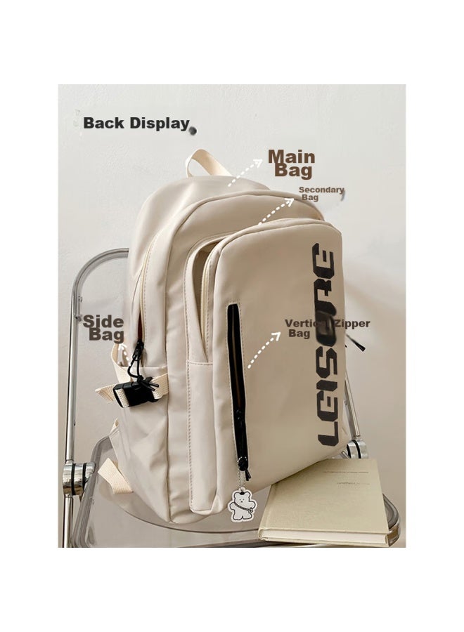 Landcase Backpack For College Students, Stylish Backpack For Middle School Girls, Simple Travel Backpack For High School Students And Men, 1625 Off-white - Image 2