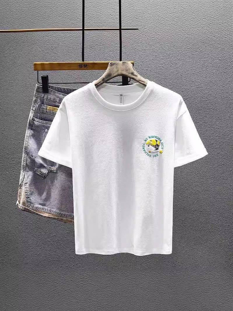 Trendy Brand Men'S And Women'S Loose Casual Printed Summer Combed Cotton New All-Match Round Neck Short-Sleeved T-Shirt Instagram Popular - Image 3