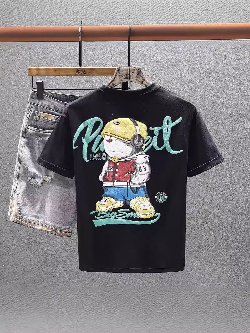 Trendy Brand Men'S And Women'S Loose Casual Printed Summer Combed Cotton New All-Match Round Neck Short-Sleeved T-Shirt Instagram Popular - Image 4