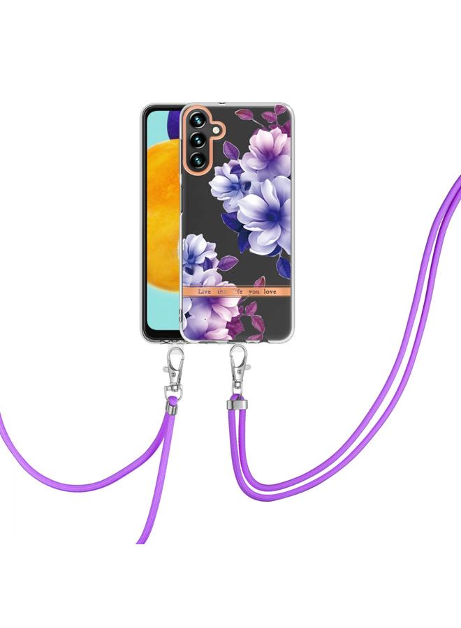 اس-توب جراب لهاتف Samsung Galaxy A54 5G من سلسلة الزهور والنباتات IMD TPU مع حبل - Image 1