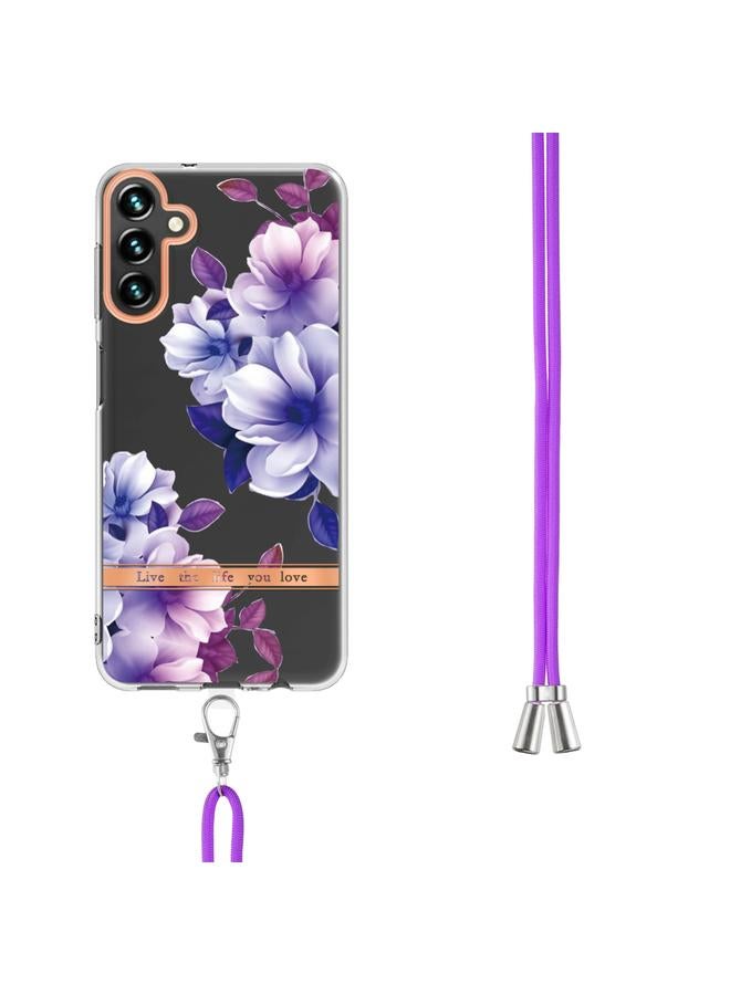 اس-توب جراب لهاتف Samsung Galaxy A54 5G من سلسلة الزهور والنباتات IMD TPU مع حبل - Image 3