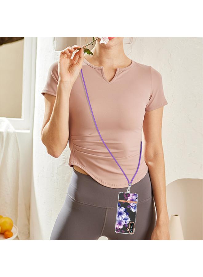 اس-توب جراب لهاتف Samsung Galaxy A54 5G من سلسلة الزهور والنباتات IMD TPU مع حبل - Image 4