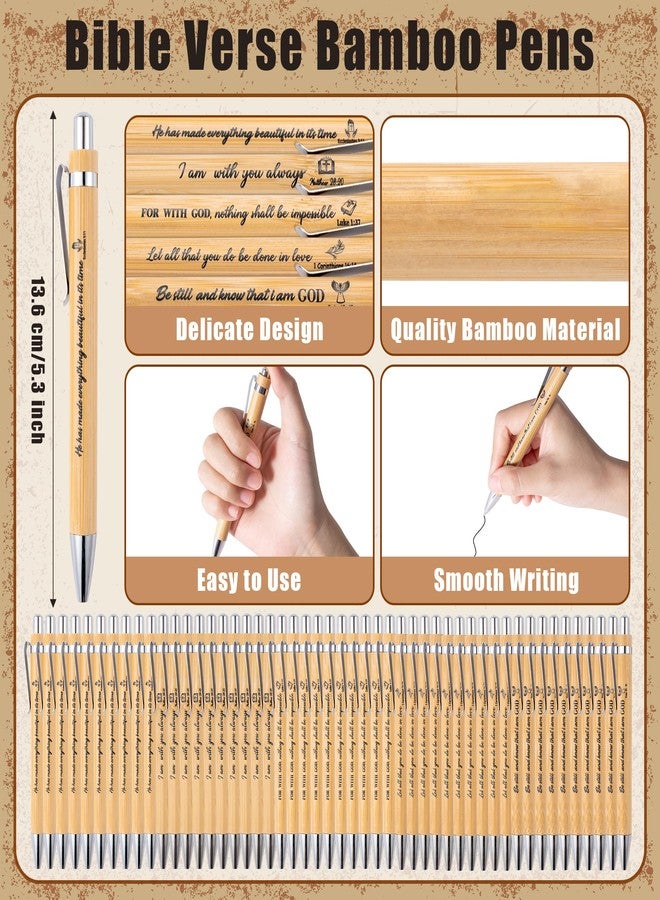 Haooryx Christian Bible Pen Bookmark - 50-Piece Christian Bible Verse Bamboo Inspirational Pen Scripture Biblical Bookmark Set Sunday School Church Religious Multi-Item Party Favor Packs Gifts Bulk - Image 2