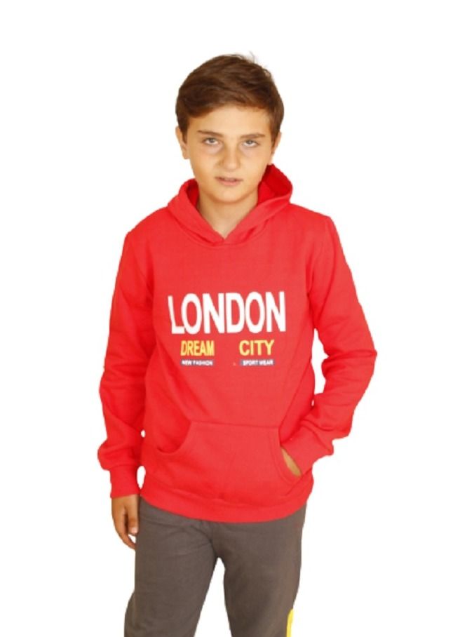 ليكو سويت شيرت شتوي قطن للأولاد – لون أحمر | مقاسات 8 و10 سنوات - Image 4