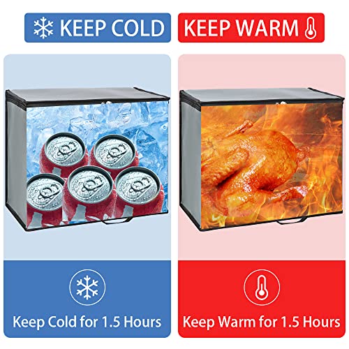 CIVJET 1-Pack Insulated Reusable Grocery Bags, X-Large Insulated Food Delivery Bag for Doordash/Catering/Uber Eats, Commercial Food Warmer for Shopping, Tote Cooler Bags, Dark Grey - Image 3