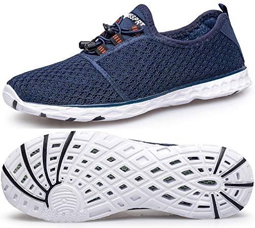 DOUSSPRT Men's Water Shoes Quick Drying Sports Aqua Shoes BlueWhite Size 8.5 - Image 1