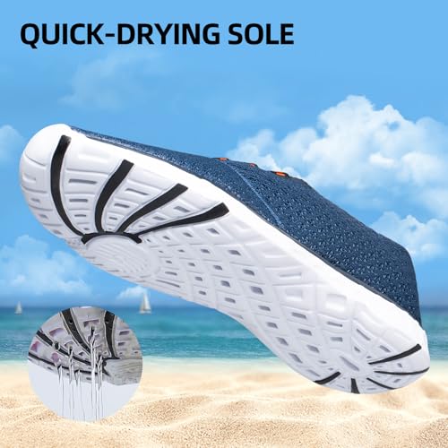 DOUSSPRT Men's Water Shoes Quick Drying Sports Aqua Shoes BlueWhite Size 8.5 - Image 4
