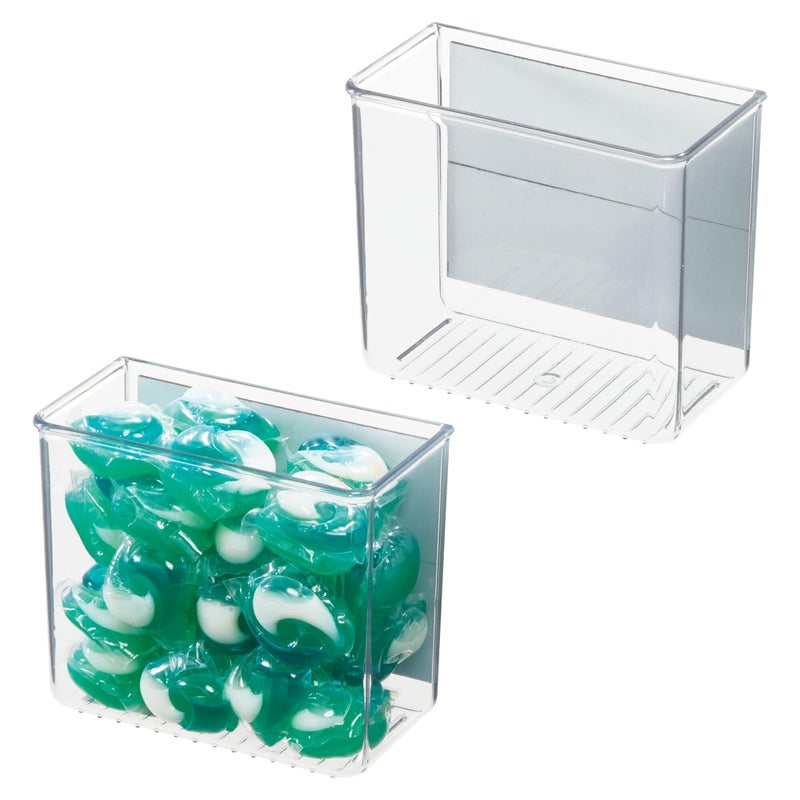 iDesign Magnetic Small Clear Plastic Organizer Bins for Laundry Room Storage - 2-Pack - Image 1