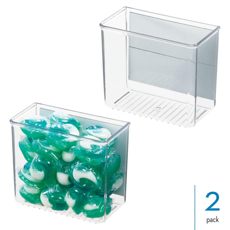 iDesign Magnetic Small Clear Plastic Organizer Bins for Laundry Room Storage - 2-Pack - Image 2