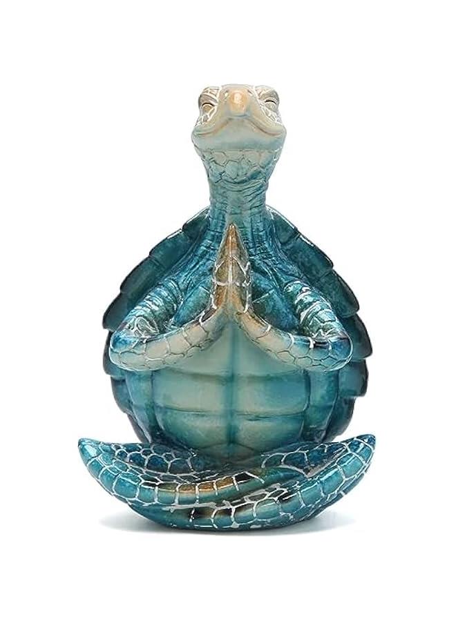 VVGIFTS Sea Turtle Meditation Yoga Decor, Garden Figurine Sea Turtle Meditating Coastal Beach Decorations, Zen Yoga Resin Statue for Home Office Decorations (Put The Palm Together) - Image 1