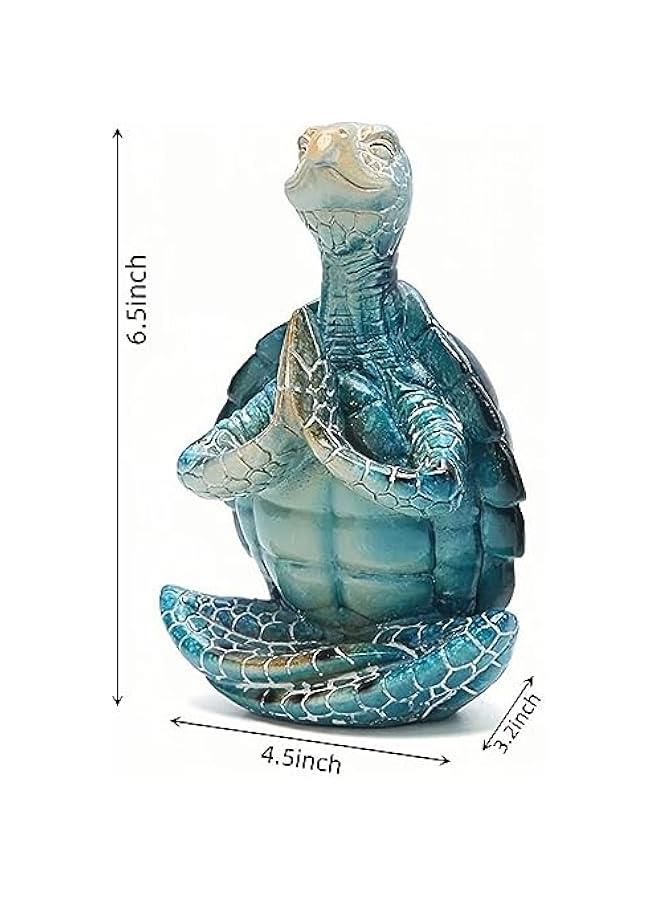 VVGIFTS Sea Turtle Meditation Yoga Decor, Garden Figurine Sea Turtle Meditating Coastal Beach Decorations, Zen Yoga Resin Statue for Home Office Decorations (Put The Palm Together) - Image 3