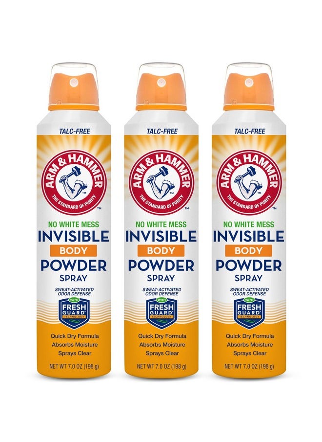 Arm & Hammer - بخاخ بودرة الجسم غير المرئية من آرم آند هامر، خالٍ من التلك، للتحكم في رائحة الجسم والتعرق للرجال والنساء، بخاخ بودرة الجسم للنساء والرجال، بخاخ بودرة الجسم من آرم آند هامر، 7 أونصة (عبوة من 3 قطع) - Image 1