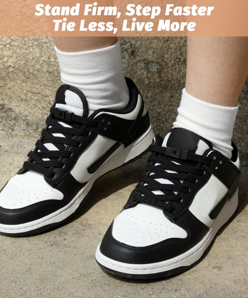 Stepace 2 Pairs Elastic Shoe Laces for Sneakers No Tie Shoelaces for Adults and Kids 5/16" Wide Stretch Tieless Shoestrings for Running Shoes One Size Fit All Black 120 - Image 3