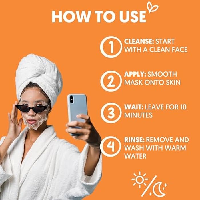 By Nature Hydrating Face Masks with Vitamin C + Collagen, Made From Bamboo Fiber from New Zealand (4 Pack) - Image 4