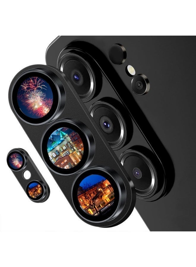 Camera Lens Protector for Samsung S26 Ultra, Full Coverage 9H Tempered Glass Ring Cover, Matte Metal Plate, Case Friendly | Black