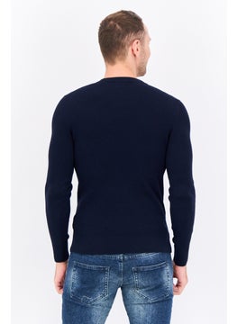 Jules Men Crew Neck Colorblock Sweater, Navy  - Image 3