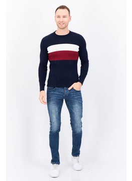 Jules Men Crew Neck Colorblock Sweater, Navy  - Image 4