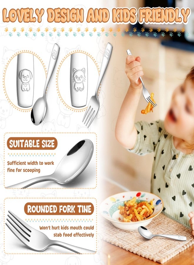 HaWare 12 Pieces Toddler Utensils Set, Stainless Steel Kids Silverware Set, Food-grade Toddler Forks and Spoons, Children Safe Flatware Cutlery Set with Cute Animal Handle Pattern, Dishwasher Safe - Image 4