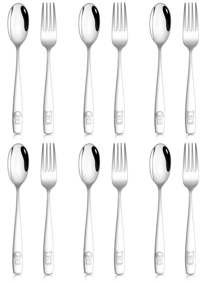HaWare 12 Pieces Toddler Utensils Set, Stainless Steel Kids Silverware Set, Food-grade Toddler Forks and Spoons, Children Safe Flatware Cutlery Set with Cute Animal Handle Pattern, Dishwasher Safe - Image 1