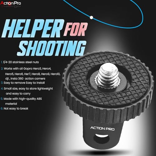 Action Pro 1/4" Thread Tripod Mount Adapter with Stainless Steel Insert Compatible with GoPro Hero 13/12/11/10/9/8/7/6/5/4, Insta360, DJI Osmo Pocket, SJCAM, Xiaomi & Yi Action Cameras (Pack of 2) - Image 5