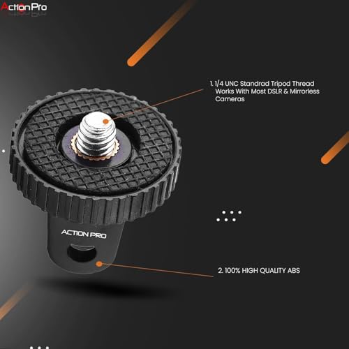 Action Pro 1/4" Thread Tripod Mount Adapter with Stainless Steel Insert Compatible with GoPro Hero 13/12/11/10/9/8/7/6/5/4, Insta360, DJI Osmo Pocket, SJCAM, Xiaomi & Yi Action Cameras (Pack of 2) - Image 4