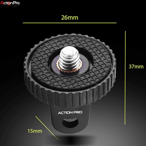 Action Pro 1/4" Thread Tripod Mount Adapter with Stainless Steel Insert Compatible with GoPro Hero 13/12/11/10/9/8/7/6/5/4, Insta360, DJI Osmo Pocket, SJCAM, Xiaomi & Yi Action Cameras (Pack of 2) - Image 3