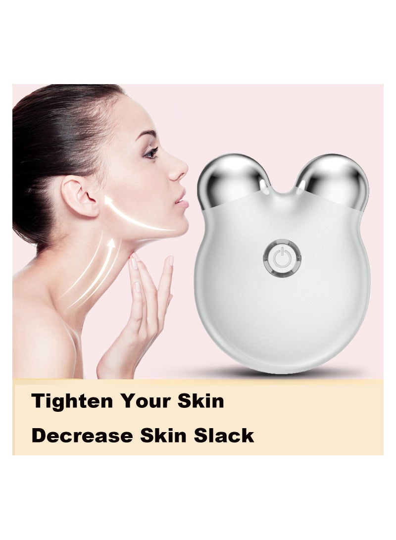 إسكدنيا Microcurrent Facial Device Roller, Mini Face Massager, Facial Lifting Massager, Face Lift Device Neck Wrinkle, Beauty Device, Skin Care Product For Skin Tightening Rejuvenation Antiaging, White - Image 2