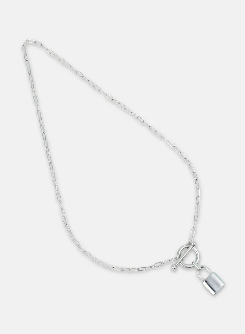 Sohi  Chunky Padlock Toggle Necklace for Women | Best Price UAE
