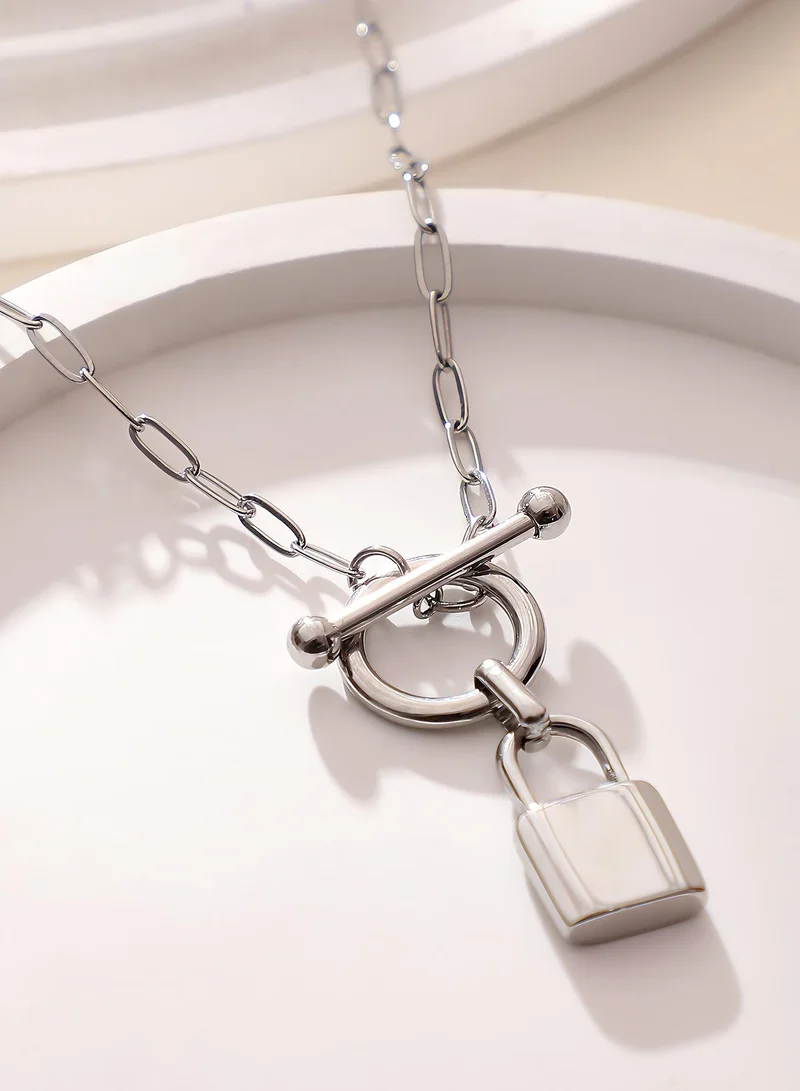 Chunky Padlock Toggle Necklace