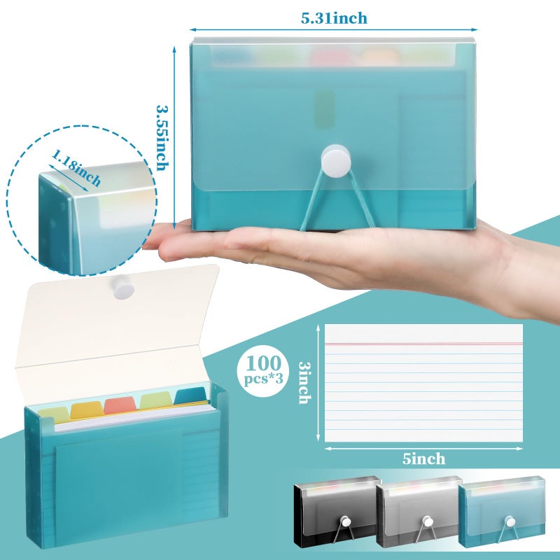 ForraFun 3 Set 3" x 5" Index Card Case Box Includes 900 Cards 3 Business 3x5 Index Card Holders with 15 Tab Dividers Comes for Storing Recipe Cards Office School - Image 2