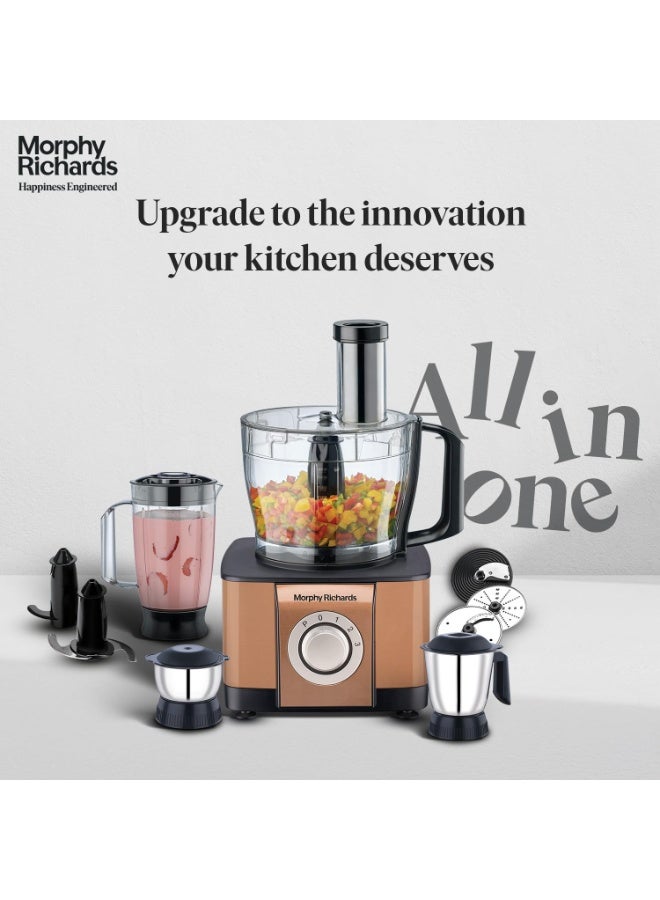 Morphy Richards Icon Superb Food Processor 1000W | 3.2L Bowl | 2 SS Jars + 1 Juicer | 11 Attachments: Kneader, Chopper, Slicer, Shredder, Fry Cutter | Quadra Flow | 2 Year Warranty | 【Glazing Copper】 - Image 4