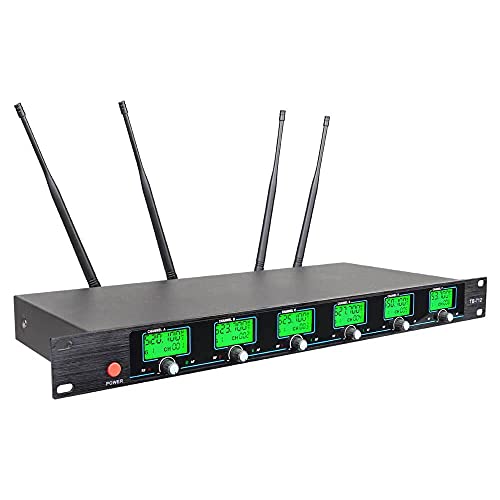 WENWEN Wireless Microphone System 6 Channel Microphones Pro UHF 6 Handheld Karaoke DJ Karaoke System 6 Whole Metal Karaoke System Church Speaking Conference Wedding Party - Image 2