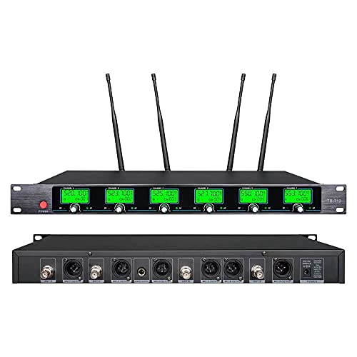 WENWEN Wireless Microphone System 6 Channel Microphones Pro UHF 6 Handheld Karaoke DJ Karaoke System 6 Whole Metal Karaoke System Church Speaking Conference Wedding Party - Image 3
