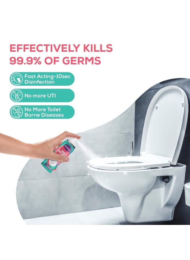 Evereve Pee Secure Toilet Seat Sanitizer Spray Combo Pack of 2 100ml Reduces UTI Risk Anti Odour Germ Killing Kills 99.9 Percent Germs Lemon and Jasmine  - Image 2